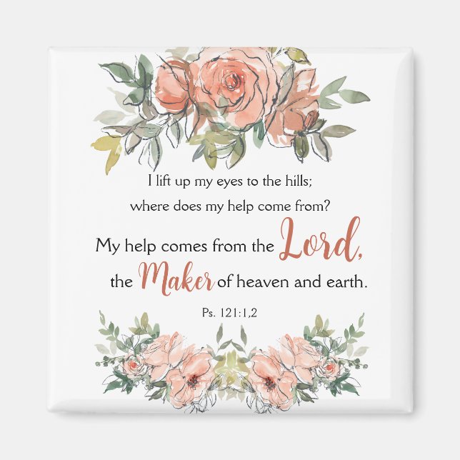 Aimant "I Lift Up My Eyes" Verse Bible Verse Elegant Aqua (Devant)