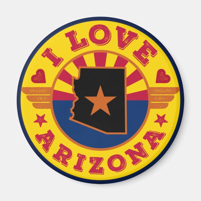 Aimant I Love Arizona State Map and Flag (Devant)