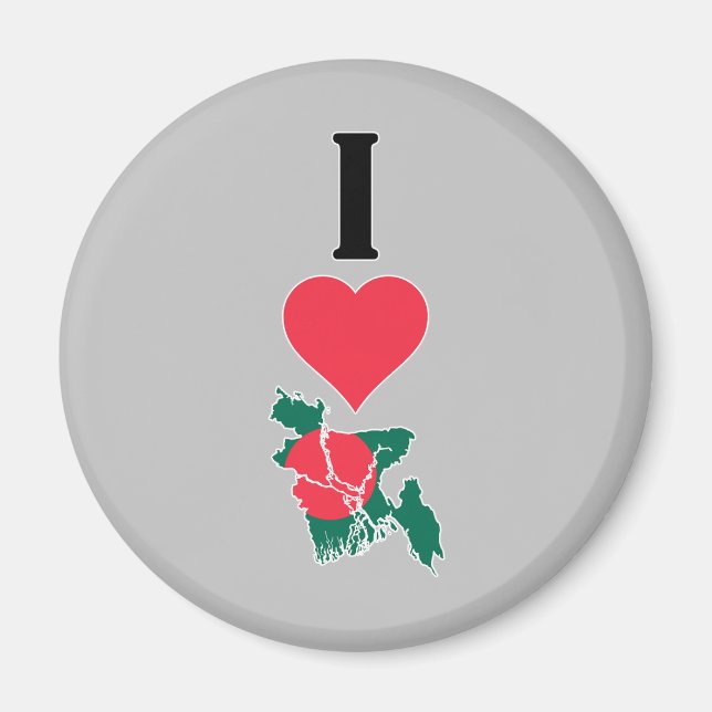 Aimant I Love Bangladesh Vertical Heart Country Carte (Devant)