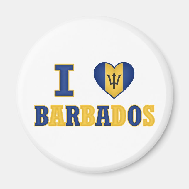 Aimant I Love Barbados Heart Flag Design (Devant)