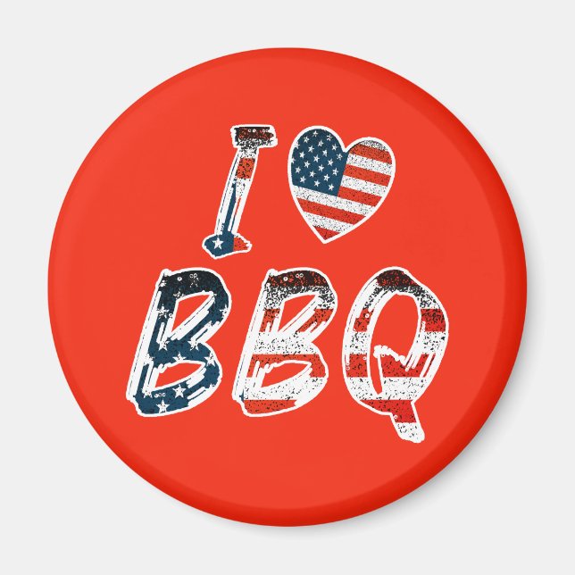 Aimant I Love BBQ, American Patriotic (Devant)
