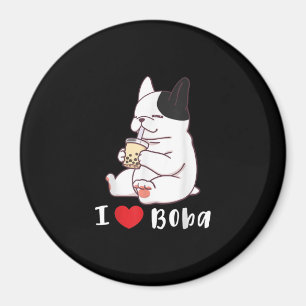 Aimant I Love Boba Bubble Thé Chien Coupe Français Bulldo