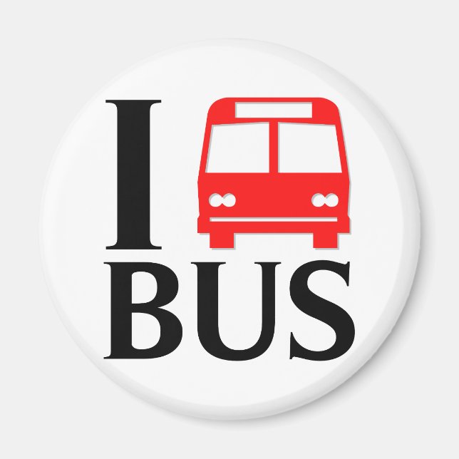 Aimant I Love Bus | J'Aime Le Bus | Bus (Devant)