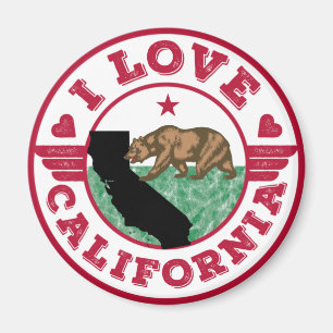 Aimant I Love California State Map and Flag