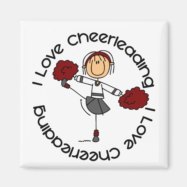 Aimant I Love Cheerled Stick Figure Pom-pom girl (Devant)