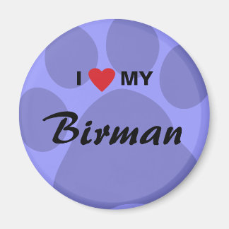 Aimant I Love (Coeur) My Birman Pawprint