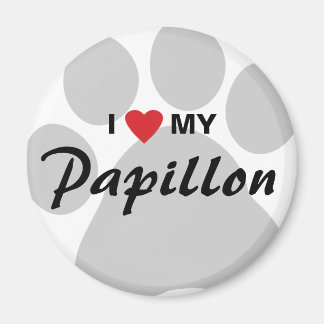 Aimant I Love (Coeur) My Papillon Pawprint