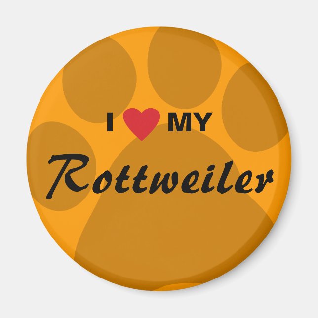 Aimant I Love (Coeur) My Rottweiler Pawprint (Devant)