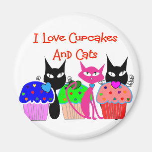 Aimant "I love cupcakes and cats"—Cadeaux aux amateurs de