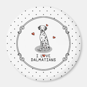 Aimant I Love Dalmatians (noir 1) Coeurs Amusants