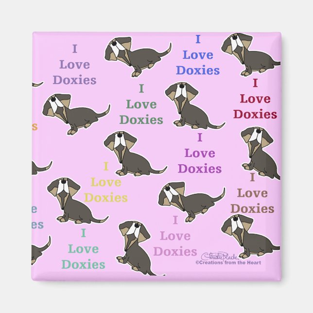 Aimant I Love Doxies collage (Devant)