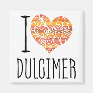 Aimant I Love Dulcimer Orange Mandala Heart