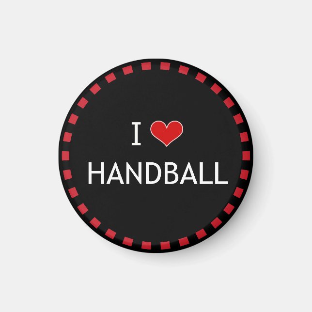Aimant I Love Handball, cadre rouge (Devant)