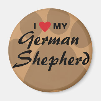 Aimant I Love (Heart) My German Shepherd Pawprint