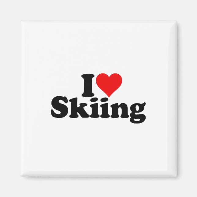 Aimant I Love Heart Ski Skis Snowboard (Devant)