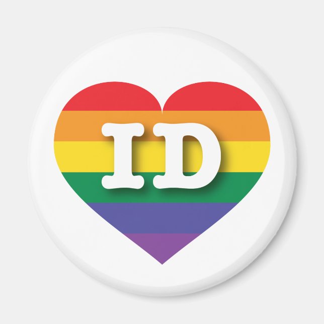 Aimant I love Idaho Gay Pride Rainbow Heart (Devant)