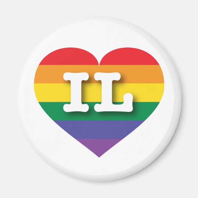 Aimant I Love Illinois Rainbow Heart (Devant)