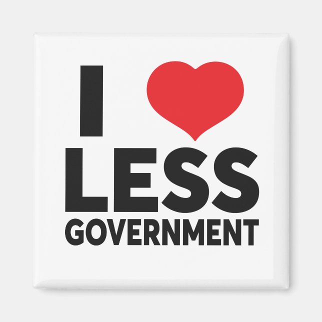 Aimant I Love Less Government Heart Politics Libertarian (Devant)