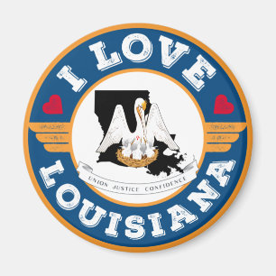 Aimant I Love Louisiana State Flag and Map