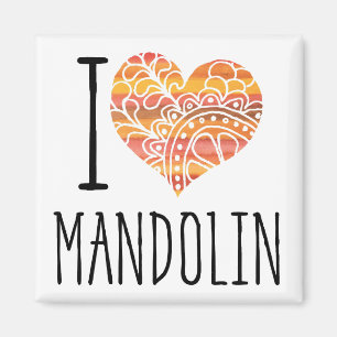 Aimant I Love Mandolin Orange Mandala Heart