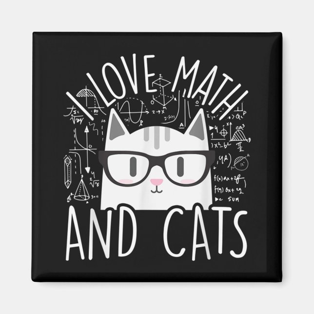 Aimant I Love Math And Cats Cute Kitty Cat (Devant)