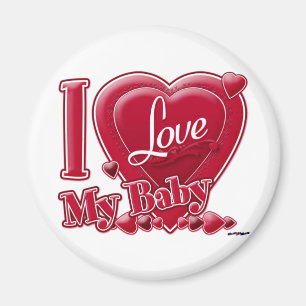 Aimant I Love My Baby rouge - coeur