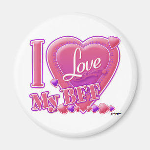 Aimant I Love My BFF rose/violet - coeurs