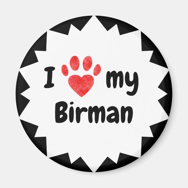 Aimant I Love My Birman Cat (Devant)