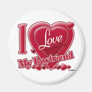 Aimant I Love My Boyfriend rouge - coeur
