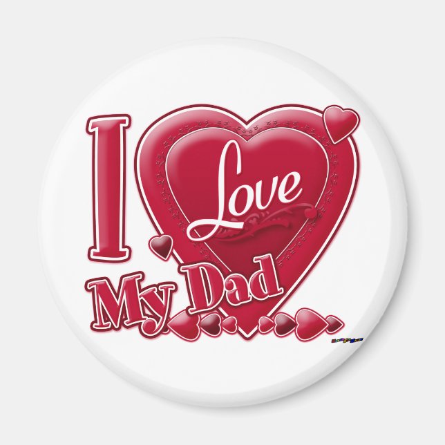 Aimant I Love My Dad rouge - coeur (Devant)