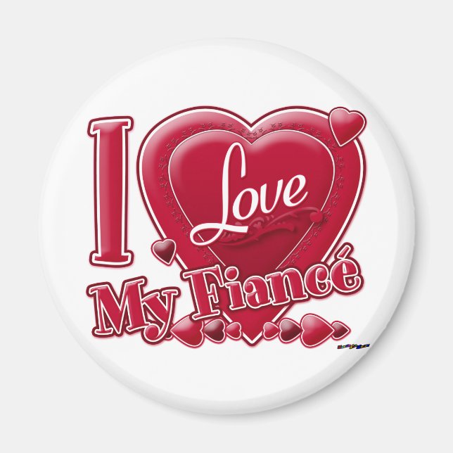 Aimant I Love My Fiance red - coeur (Devant)