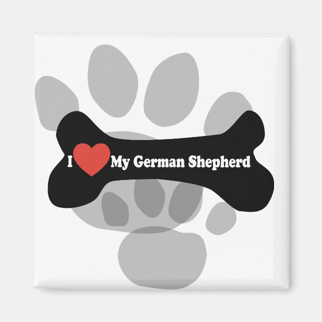 Aimant I Love My German shepherd - Chien Bone (Devant)