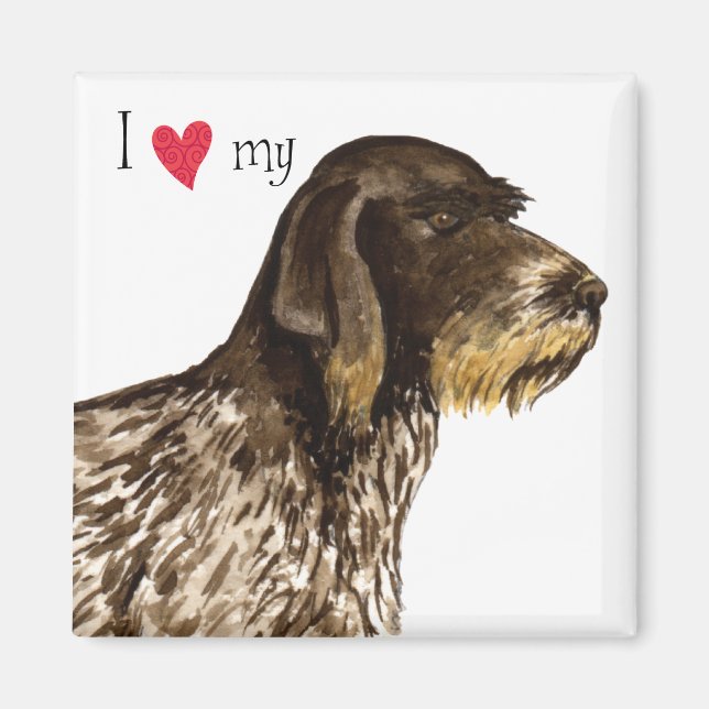 Aimant I Love my German Wirehaired Pointer (Devant)