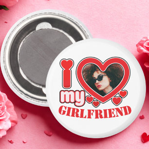 Aimant I Love My Girlfriend Photo Texte personnalisé