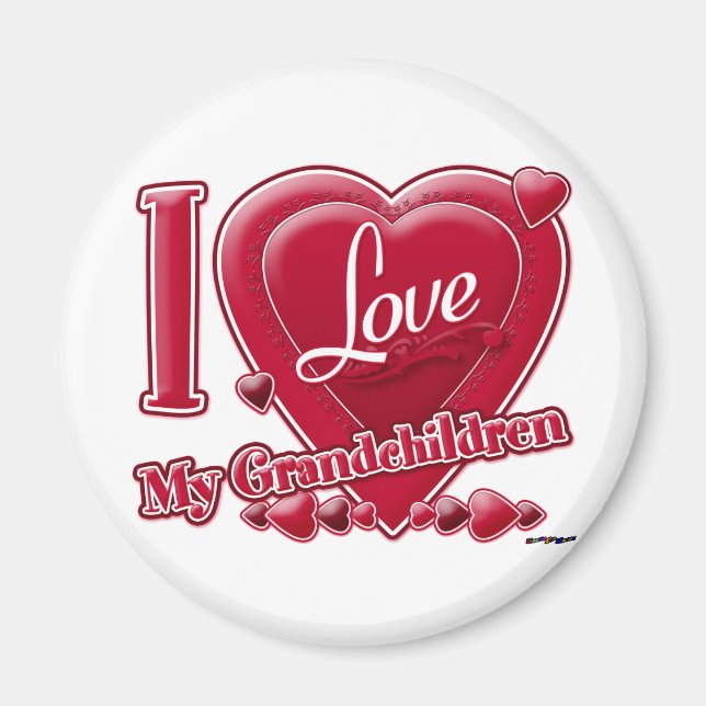 Aimant I Love My Grandchildren coeur rouge (Devant)