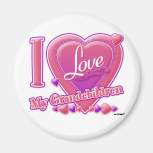 Aimant I Love My Grandchildren rose/violet - coeur