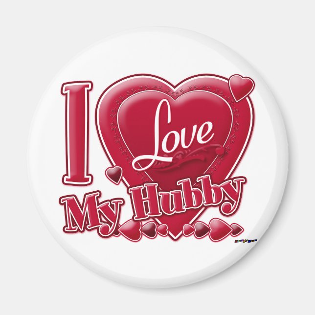 Aimant I Love My Hubby rouge - coeur (Devant)