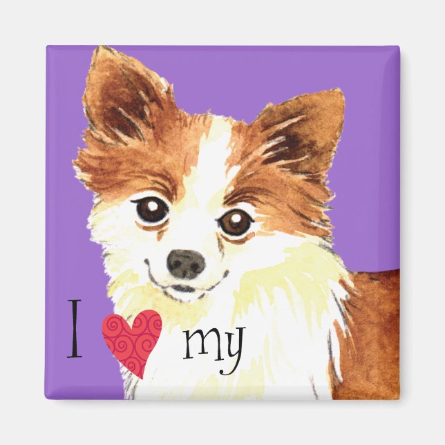 Aimant I Love my Long Coat Chihuahua (Devant)