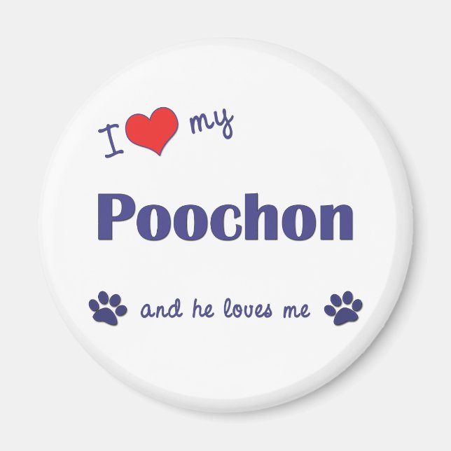 Aimant I Love My Poochon (Homme Chien) (Devant)