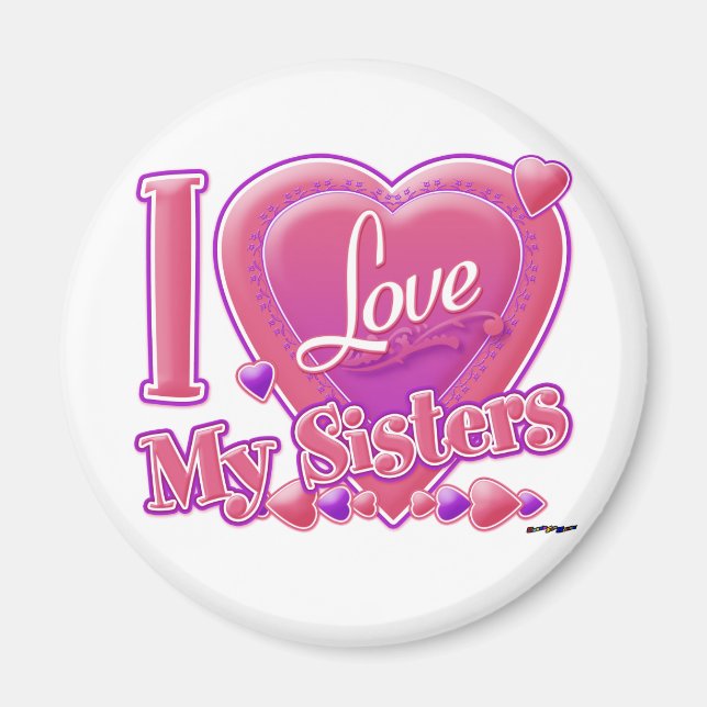 Aimant I Love My Sisters rose/violet - coeur (Devant)