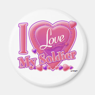 Aimant I Love My Soldier rose/violet - coeur