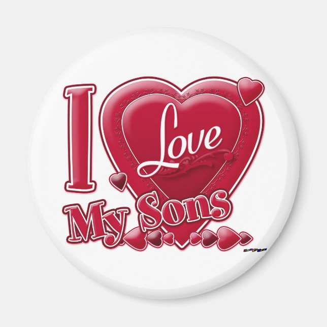 Aimant I Love My Sons rouge - coeur (Devant)