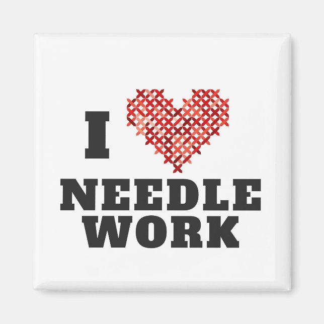 Aimant I Love Needlework Cross Stitch (Devant)