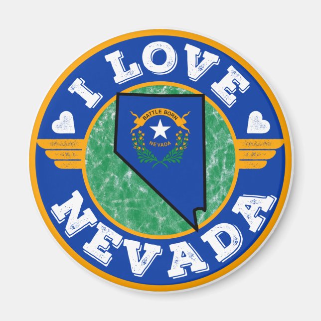 Aimant I Love Nevada State Map and Flag (Devant)