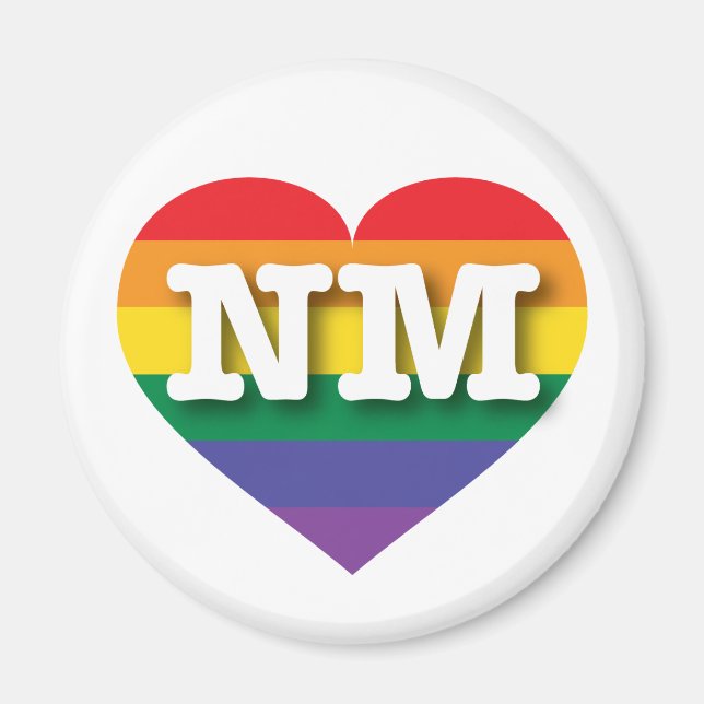 Aimant I love New Mexico Gay Pride Rainbow Heart (Devant)