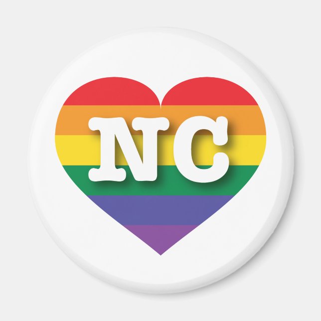 Aimant I Love North Carolina Rainbow Heart (Devant)