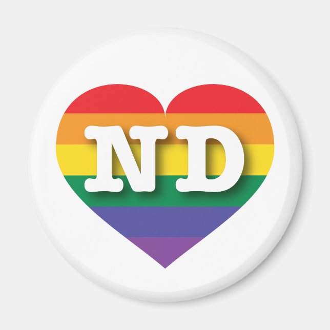 Aimant I Love North Dakota Rainbow Heart (Devant)