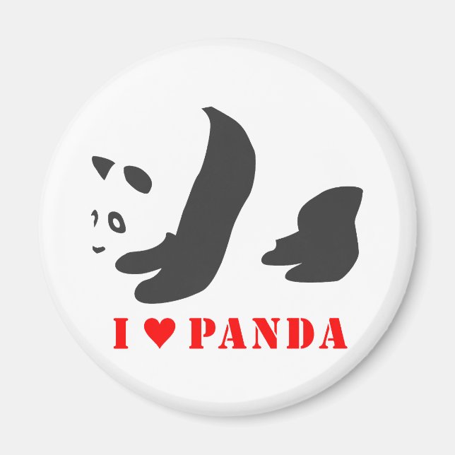 Aimant I Love Panda (Noir) (Devant)