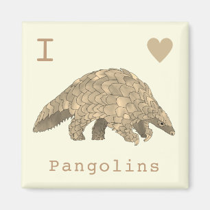 Aimant I Love Pangolins mignons Espèces en voie de dispar
