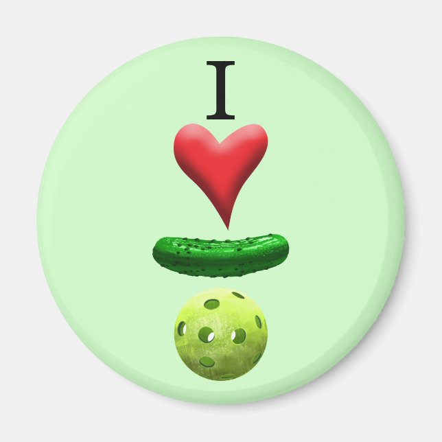 Aimant I Love Pickleball - Vert - (Devant)